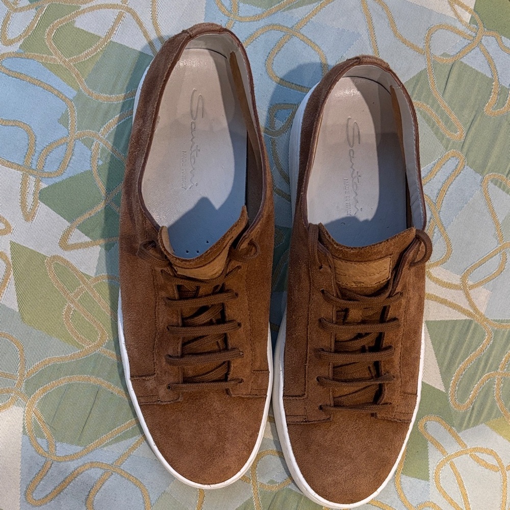 Santoni Men's Tan Suede Sneakers size 11 UK